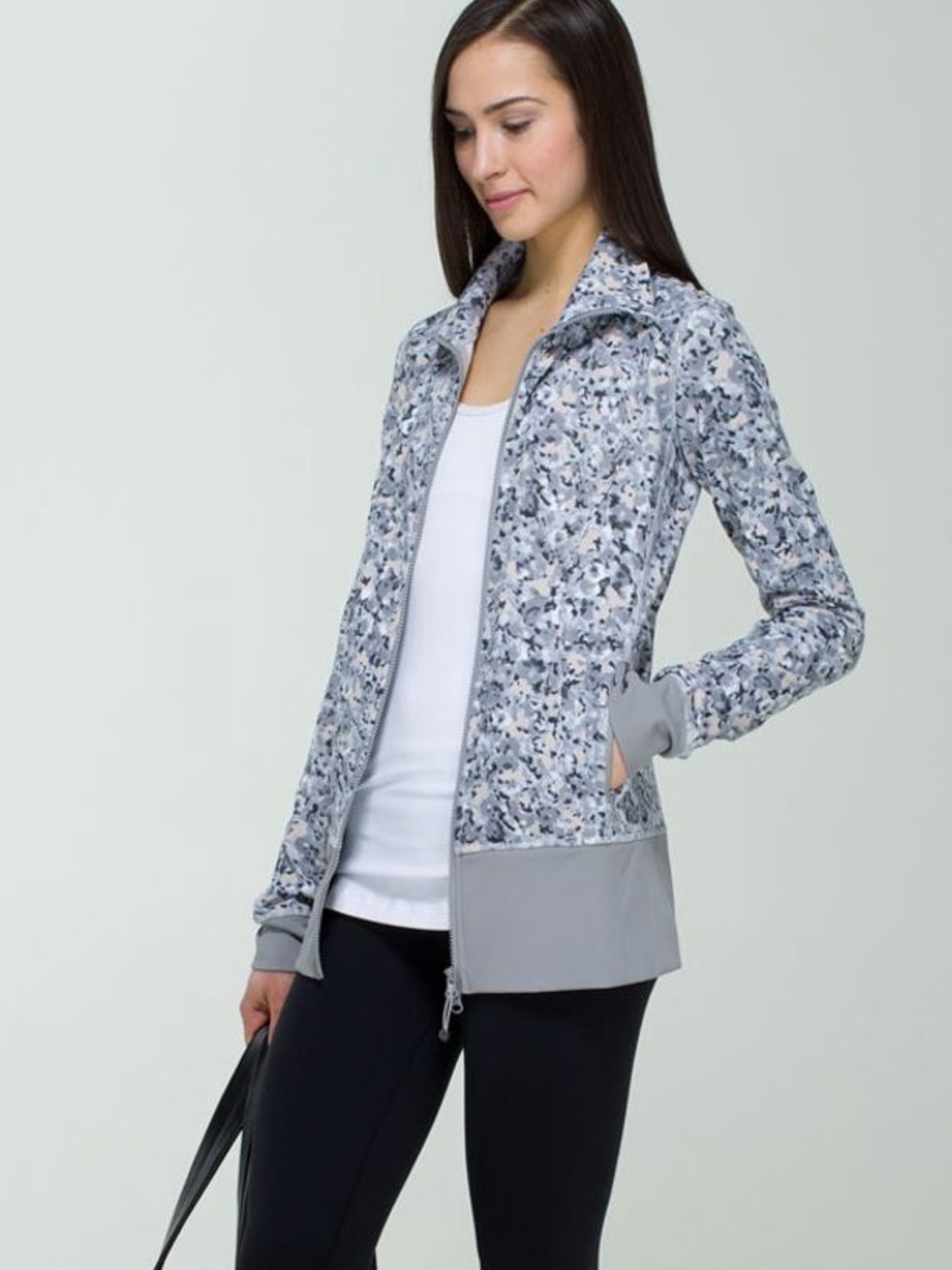 Lululemon Nice Asana Jacket - Not So Petite Fluer Silver Spoon/Ambient Grey
